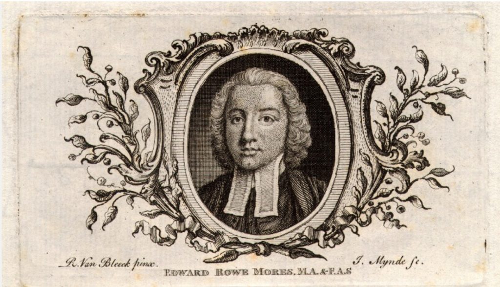 Edward Rowe Mores, engraving by James Mynde after portrait by Richard van Bleeck. National Portrait Gallery.